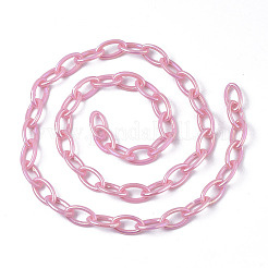アクリル不透明アズキチェーン  ABカラー  馬の目  パールピンク  13x8x2mm  18.5インチ〜19.29インチ（47~49cm）/連&nbsp;PACR-N009-001H