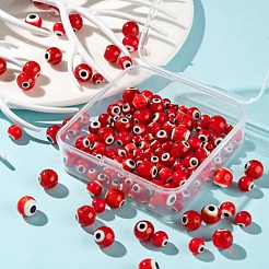 3連売り3スタイル手作りナザールボンジュウランプワークラウンドビーズ連売り  暗赤色  6~10mm  穴：1mm  約39~65個/連  14.17~14.96インチ（36~38cm）  1連/スタイル&nbsp;LAMP-LS0001-12F