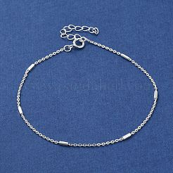 女性用ファセットコラム925スターリングシルバーアズキチェーンブレスレット  銀  6-7/8インチ（17.4cm）  1mm&nbsp;BJEW-E101-01S-08
