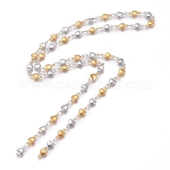 3.28フィート 304 ステンレススチール ハートリンクチェーン  溶接されていない  ゴールデン·ステンレス鋼色  10x5x1.5mm&nbsp;X-STAS-D233-21GP