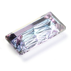 エンボスガラスラインストーンペンダント  長方形  多面カット  ミックスカラー  20x10x5mm  穴：1.6mm&nbsp;GLAA-J101-07B