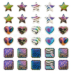30個 3スタイル 虹色の虹色プリント不透明アクリルビーズ  混合スタイル  混合図形  19.5~22x22~23.5x6~8mm  穴：2.5~3mm  10個/スタイル&nbsp;OACR-TA0004-52B