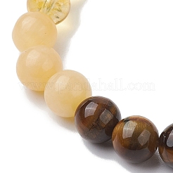 8mm Round Natural Tiger Eye & Topaz Jade & Golden Sheen Obsidian & Quartz Crystal & Green Aventurine & Amazonite&nbsp;BJEW-JB10624-01