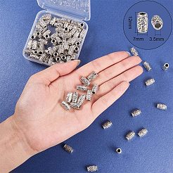 チベット風合金ビーズ  チューブ  アンティークシルバー  7x12mm  穴：3.5mm  100個/セット&nbsp;TIBEB-PH0004-29AS