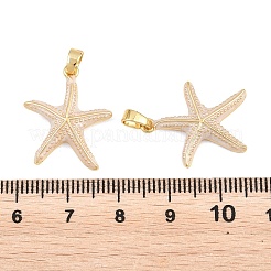 真鍮製エナメルペンダント  ヒトデのチャーム  18KGP本金メッキ  ピンク  21.5x18x3mm  穴：4x2.5mm&nbsp;X-KK-E800-08A-G