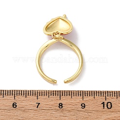 女性用真鍮エナメルオープンカフリング  ちょう結びとハート  ラックめっき  持続的なメッキ  カドミウムフリー＆鉛フリー  18KGP本金メッキ  15x13.5mm  usサイズ7 1/4(17.5mm)&nbsp;RJEW-U057-14A-G