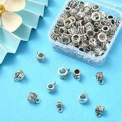 100Pcs 10 Style Tibetan Style Alloy Tube Bails&nbsp;FIND-YW0003-16