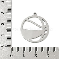 304ステンレスペンダント  中空  バスケットボールの魅力  変色防止  ステンレス鋼色  27x24x1mm  穴：1.4mm&nbsp;LS-STAS-F326-05P