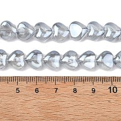 電気メッキ透明ガラスビーズ連  ハート  パール光沢メッキ  ライトグレー  9.5x10.5x6mm  穴：0.7mm  約42個/連  15.87''（40.3センチメートル）&nbsp;EGLA-A045-01-PL02