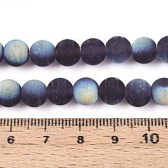 曇った透明ガラスビーズ連売り  ラウンド  半分メッキ  ABカラーメッキ  ダークスレートブルー  8~8.5mm  穴：1mm  約51~53個/連  14.57~15.35''（37~39センチメートル）&nbsp;LS-GLAA-T032-T8mm-MBB03