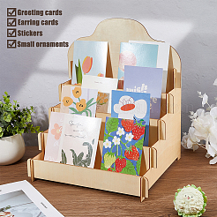 4-Tier Wood Card Display Stand&nbsp;ODIS-WH0025-219