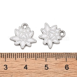 合金エナメルチャーム  蓮のチャーム  ラックめっき  プラチナ  ホワイト  13.5x13.5x1.4mm  穴：1.6mm&nbsp;ENAM-G235-02P-01