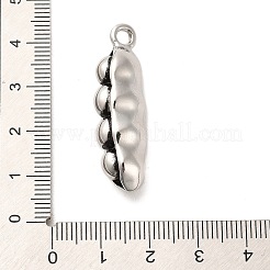 304ステンレスペンダント  エンドウ豆のチャーム  アンティークシルバー  37.5x11x8.5mm  穴：2.8mm&nbsp;STAS-M334-07AS