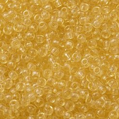MIYUKIラウンドロカイユビーズ  日本製シードビーズ  （rr132l）透明ライトトパーズ  8/0  3mm  穴：1mm  約422~455PCS /ボトル  10 G /ボトル&nbsp;SEED-JP0009-RR0132L