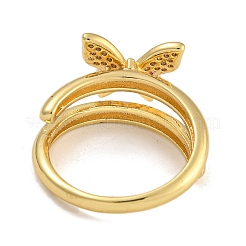 2Pcs 2 Styles Brass Micro Pave Cubic Zirconia Adjustable Rings for Women&nbsp;RJEW-P127-16G