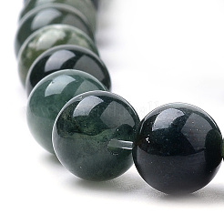 天然石モスアゲートビーズ連売り  ラウンド  10mm  穴：1mm  約37個/連  14.76インチ（37.5cm）&nbsp;X-G-I199-06-10mm