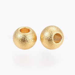 202ステンレススチールテクスチャビーズ  ラウンド  ゴールドカラー  4x3mm  穴：1.5mm&nbsp;STAS-I100-15G