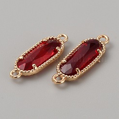 Golden Plated Brass Pave Glass Connector Charms&nbsp;FIND-WH0110-728G-09