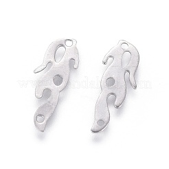 変色しない201ステンレススチール製フィリグリージョイナーリンク  炎  ステンレス鋼色  12x4x0.4mm  穴：0.7mm&nbsp;X-STAS-F231-082P