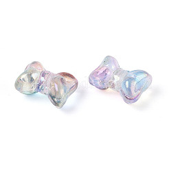 ベーキングペイント透明ガラスビーズ  蝶結び  ライラック  10x14.2x7.5~8mm  穴：1mm  約800個/1000g&nbsp;DGLA-T004-05I