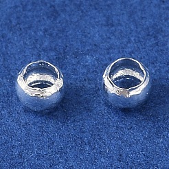 真鍮製つぶし玉カシメ玉  ロンデル  925銀メッキ  2x2x1mm  穴：1.2mm  約416個/5g&nbsp;X-KK-N254-42A-S