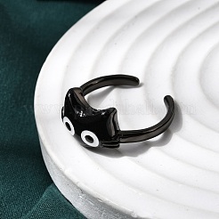 Brass Enamel Cuff Rings for Women&nbsp;RJEW-L336-03EB