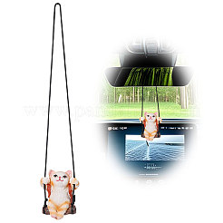 樹脂製の猫のペンダント装飾  車のミラー吊り下げ装飾用  オレンジ  285mm&nbsp;HJEW-WH0102-018
