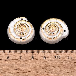 Abs プラスチック模造パール コネクタ チャーム  コンクリンクス  ゴールドライン入り  乳白色  24.5x23x11mm  穴：1.8mm  約413個/500g&nbsp;PL-N007-30