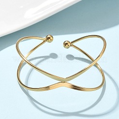 304ステンレススチール製カフバングル  女性のためのトルクバングル  イオンプレーティング（ip）  18KGP本金メッキ  内径：2-3/8インチ（6.05cm）&nbsp;BJEW-L682-033G