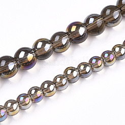 電気メッキ透明ガラスビーズ連売り  ABカラーメッキ  ラウンド  グレー  4~4.5mm  穴：0.8mm  約97~99個/連  14.76インチ〜14.96インチ（37.5~38cm）&nbsp;GLAA-T032-T4mm-AB02