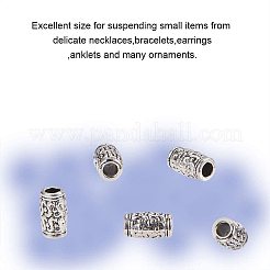 チベット風合金ビーズ  チューブ  アンティークシルバー  7x12mm  穴：3.5mm  100個/セット&nbsp;TIBEB-PH0004-29AS