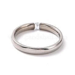 クリスタル ラインストーン シンプル ソリティア リング  女性用201ステンレススチールジュエリー  ステンレス鋼色  内径：17mm&nbsp;RJEW-I089-49P