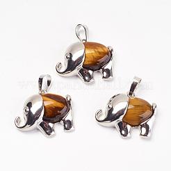 天然石&合成ミックスストーンペンダント  真鍮パーツ  象  プラチナ  22.5x27x8mm  穴：5x8mm&nbsp;G-G713-E