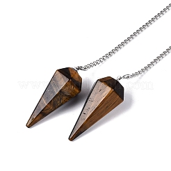 Natural Tiger Eye Dowsing Pendulum Pendants&nbsp;AJEW-N005-01B