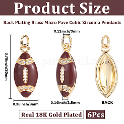 6Pcs Rack Plating Brass Micro Pave Cubic Zirconia Pendants&nbsp;KK-SC0007-84