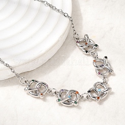 Brass Micro Pave Cubic Zirconia Knot Pendant Necklaces&nbsp;NJEW-B157-08P-02