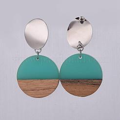 Resin & Wood Dangle Earrings&nbsp;EJEW-JE03021-02