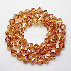 フル虹メッキクリスタルガラスキューブビーズ連売り  多面カット  ダークチソウ  12.6x13.8x10~11mm  穴：1.8mm&nbsp;EGLA-F023-B08
