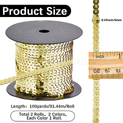 2ロール2色のプラスチック製スパンコールビーズ  スパンコールビーズ  装飾アクセサリー  フラットラウンド  ミックスカラー  6mm  1ロール/カラー&nbsp;FIND-CY0001-12A