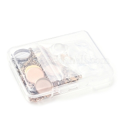 12Pcs 3 Color Blank Dome Flat Round Glass Link Bracelets Set&nbsp;BJEW-AB00003