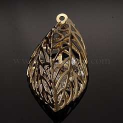 Iron Filigree Hollow Leaf Floating Pendants&nbsp;X-IFIN-P001-05