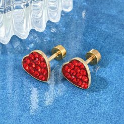 Heart Glass & Polymer Clay Rhinestone Ear Fake Plugs&nbsp;EJEW-H105-28G