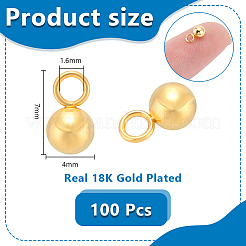 201ステンレススチールチャーム100個  ボールチャーム  18KGP本金メッキ  7x4mm  穴：1.60mm&nbsp;STAS-UN0064-54B