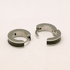 ファッション 304 ステンレススチール ハギー フープ イヤリング  低刺激性のイヤリング  ガンメタ色＆ステンレス鋼カラー  12~12.5x13~13.5x3.5~7mm  ピン：0.8mm&nbsp;EJEW-G124-M18