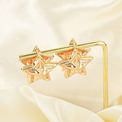 女性のための真鍮のフープピアス  スター  14KGP本金メッキ  23x18.5mm&nbsp;LS-EJEW-U041-08G