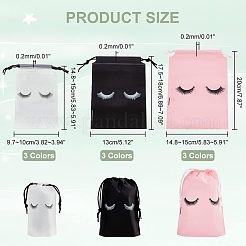 108個、9種類のスタイルのEVAプラスチックバッグ  ポリエステル巾着ロープ付き  まつげの模様を持つ長方形  ミックスカラー  14.8~20x9.7~15x0.02cm  12個/スタイル&nbsp;ABAG-NB0001-68
