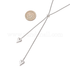 Adjustable Alloy Heart Pendant 304 Stainless Steel Box Chain Lariat Necklaces for Women&nbsp;NJEW-JN05902-02