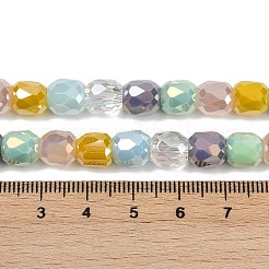 電気メッキオペークガラスビーズ連売り  バレル  多面カット  ミックスカラー  7.5~8x7.5~8mm  穴：1.2mm  約48~49個/連  15.39~15.75''（39.1~40センチメートル）&nbsp;EGLA-G039-03A-01
