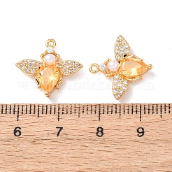 Brass Micro Pave Cubic Zirconia Pendants&nbsp;KK-A284-14G-02