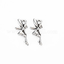合金のチベット風チャーム  カドミウムフリー＆鉛フリー  エルフ  アンティークシルバー  17x8x1.5mm  穴：1.8mm&nbsp;X-TIBE-S320-198AS